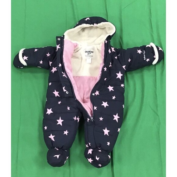 Pink Stars OshKosh Snow Suit 6/9 months - Picture 3 of 3
